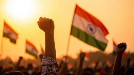 Celebrating republic day in india with patriotic spirit and national flags