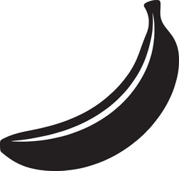 Flat Banana Vector Silhouette Icon &ndash; Minimal Black Fruit Shape on White Background