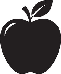 Flat Apple Vector Silhouette Icon &ndash; Minimal Black Fruit Shape on White Background
