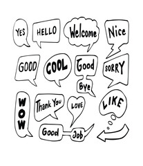 Bubbles chat and speech line collection. Speech bubble  speech balloon  chat bubble  chat sign  arrows and design elements set
