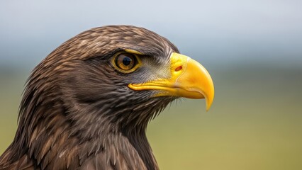 Obraz premium Detailed golden eagle portrait showcasing intense gaze and sharp beak features