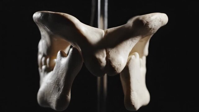 3D model of a human mandible bone structure with orbiting camera view