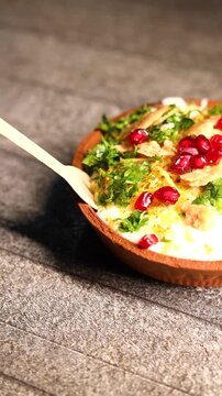 Indian Chaat Dahi Bhalle with Curd and Sweet Sauce tikki aalu tikki