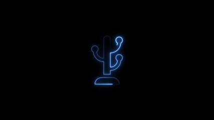 Neon blue coat rack icon on black background hanger