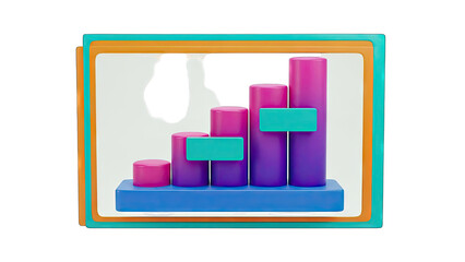 3D Bar Chart with Gradient Cylinders and Teal Markers