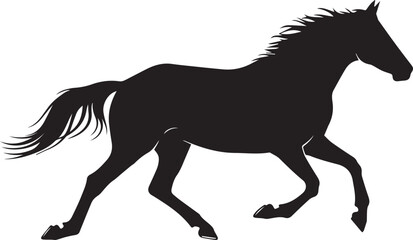 Horse Running silhouette vector black on a white background