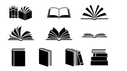 A comprehensive collection of diverse book icons and literary symbols for various applications