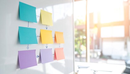Creative Brainstorming With Colorful Sticky Notes on Whiteboard