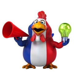 Obraz premium Colorful cartoon bird holding megaphone and lightbulb isolated on transparent background