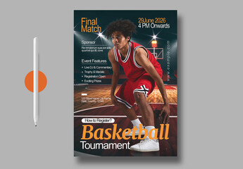 Sports Basketball Tournament Flyer Design