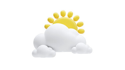3D Render of Sun Peeking Through Clouds