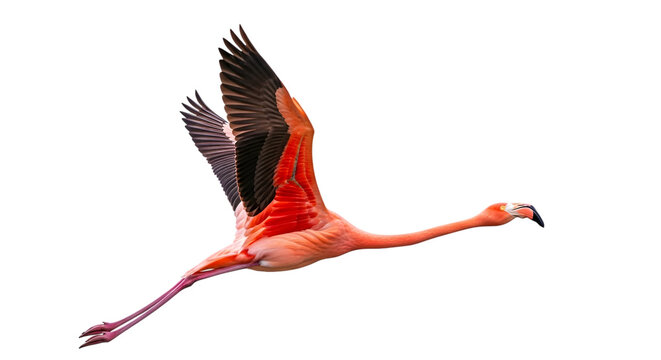 Flamingo in flight isolated on transparent background