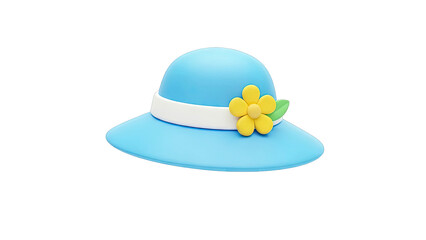 Blue 3D Hat with Yellow Flower Decoration