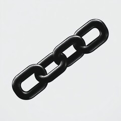 Obraz premium Four interconnected black metal chain links diagonally on a pale background with glossy highlights and shadow, evoking strength and resilience