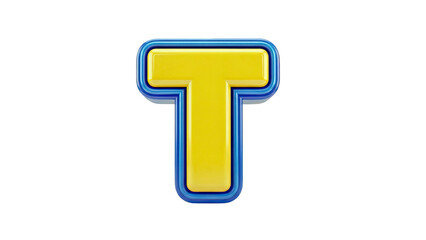 3D Render of a Yellow and Blue Letter 'T'