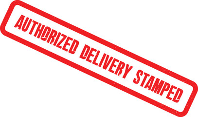 A close-up view of an authorized delivery stamped label on a white background