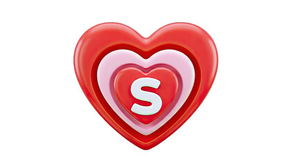 3D Rendered Heart with Letter S
