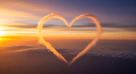 heart shaped cloud formation in the sky at sunset above the clouds