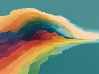 Abstract Landscape of Colorful Mountain Range with Teal Background and Soft Lighting