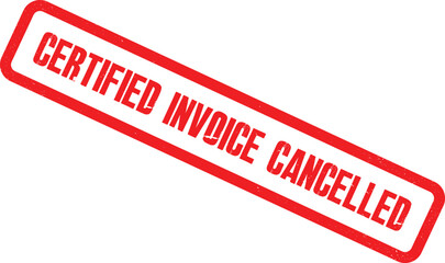A cancelled invoice stamp is shown on a document