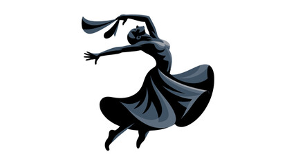 Elegant silhouette of a dancer gracefully performing in motion.
