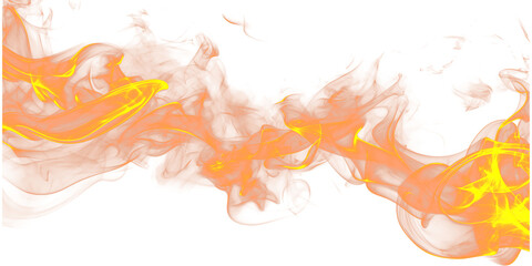 Fiery orange flames burning intensely isolated on white