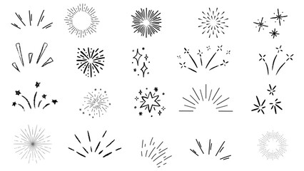 Line icon ray confetti element set. Decorative sketch style for a sunshine ray vector illustration 