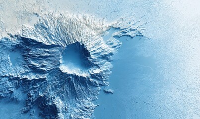 Abstract Topographic Blue and White Landscape with Tiny Cubes and Particles and Soft Gradient Lighting