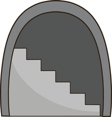 a gray tunnel with stairs and a door liminal