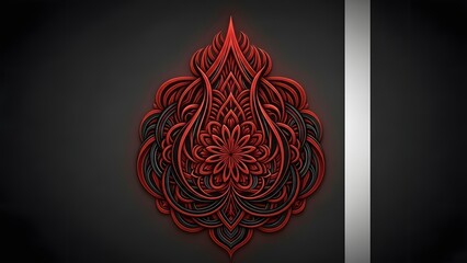 Intricate red digital artwork with metallic accent