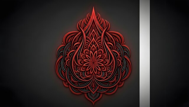Intricate red digital artwork with metallic accent - Powered by Adobe