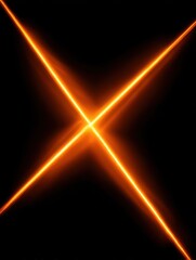Bright Orange X Shape Light Trails Against Black Background Dynamic Energy Abstract