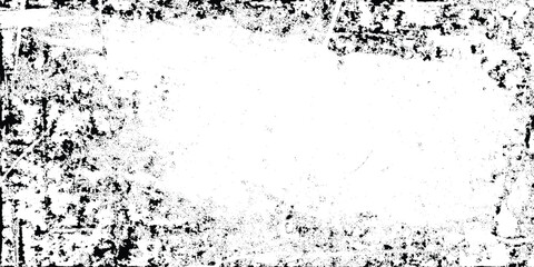 A distressed grunge style rectangular frame with a rough textured border and a blank white center area