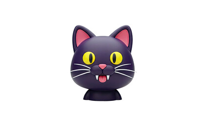 Cartoon Black Cat with Yellow Eyes and Pink Inner Ears