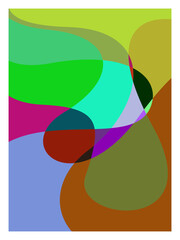 Modern Abstract Vertical Poster Design with Vibrant Overlapping Fluid Shapes, Minimalist Multi-color Geometric Backdrop for Wall Art, Cover, and Creative Branding Illustration