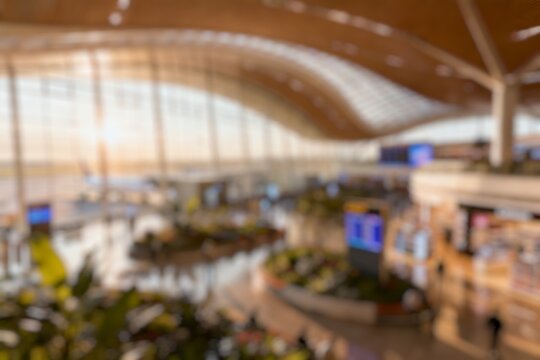 Abstract blur and defocused changi aiport terminal interiors