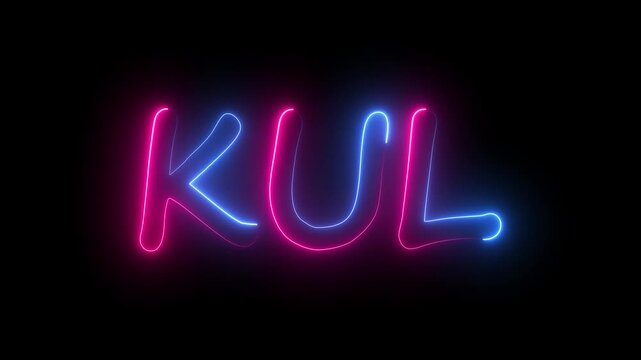 flickering neon kul text animation. neon sign that flickers and glows with KUL