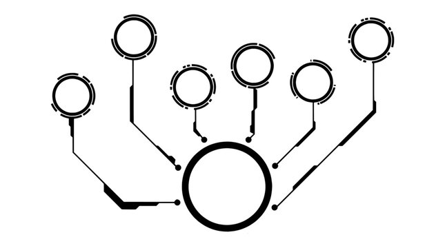 Hub and spoke diagram showing central system with connected nodes and network structure