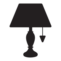 Table lamp icon, vector set design. Table lamp isolated on white background. Silhouette of desk lamp symbol design for app, logo, web. Design element for home illumination, light. Vector illustration.