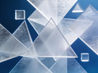 crystal clear geometric abstraction on blue