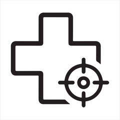 Obraz premium Medical cross with a target symbol representing healthcare focus and precision