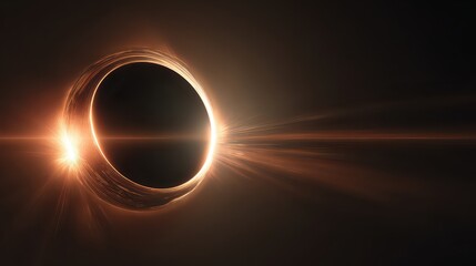 Abstract Ring of Light with Glowing Particles and Lens Flare on Dark Background