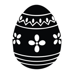 Black and white decorative Easter egg silhouette Keywords: easter egg, silhouette, black and white, decoration, holiday, spring, celebration
