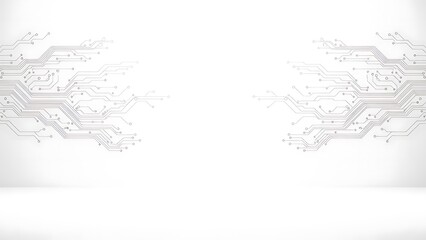 Abstract Digital Circuit Board Pattern on White Background