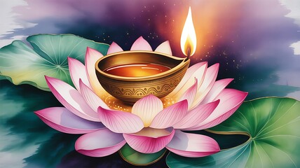 Festive diwali background with mandala pattern candles and flowers for celebration and decoration design