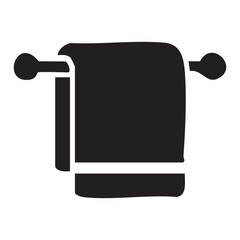 Black Silhouette of a Folded Towel on a Rack icon symbol