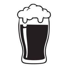 Black Silhouette of a Glass of Beer with Foam pint