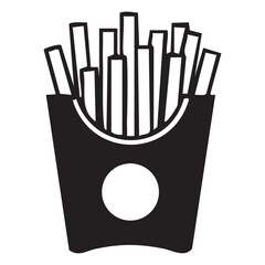 Black Silhouette of French Fries in a Carton potato