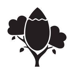 Stylized Tree with Large Oval Fruit or Seed Silhouette