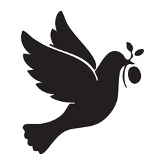 Silhouette of a Dove Carrying an Olive Branch bird
